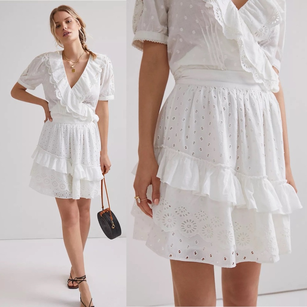 NWT Anthropologie Forever That Girl Lacy Ruffled Mini Skirt